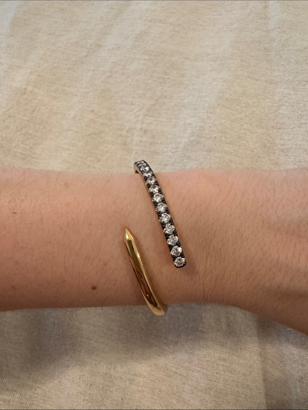 Gold Tone Crystal Nail Cuff Bracelet - Women Jewelry